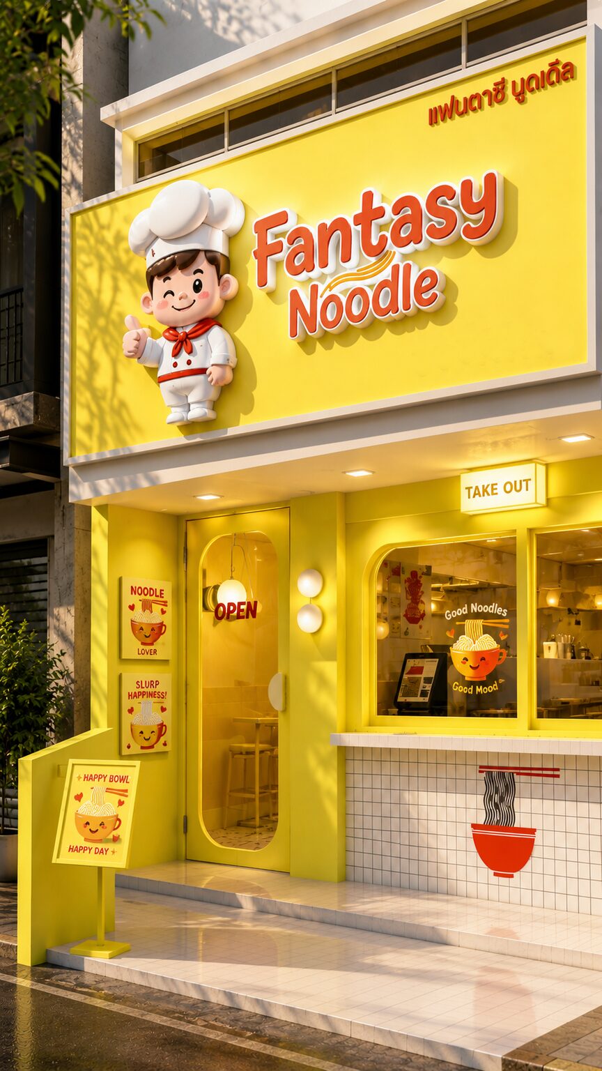 Fantasy Noodle order counter and menu boards