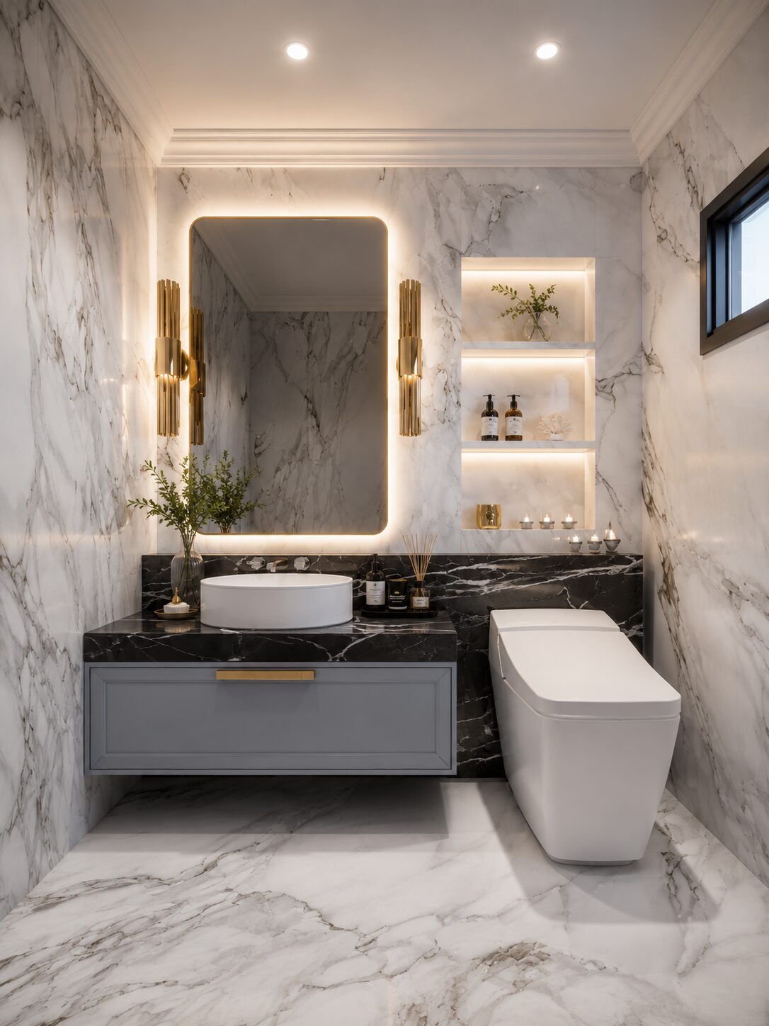 K'nat House bathroom vanity in marble
