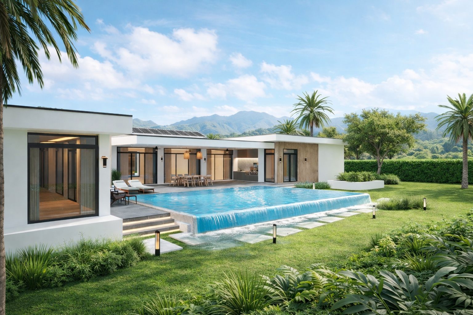 สระอินฟินิตี้ Korda House ยามพลบค่ำ