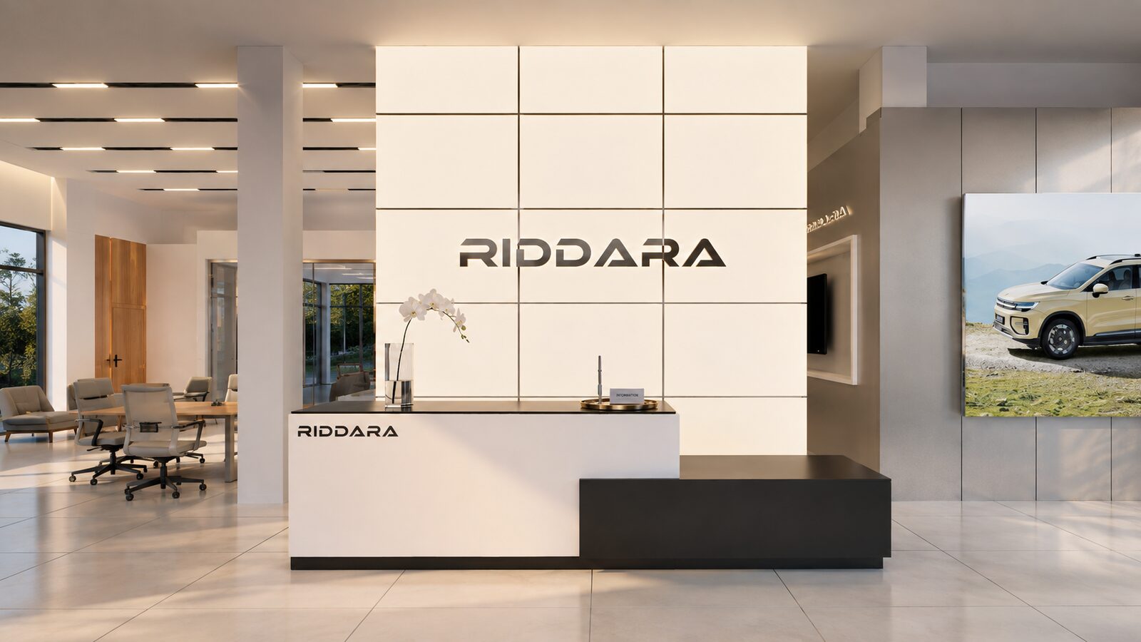 Riddara Showroom reception desk and entrance