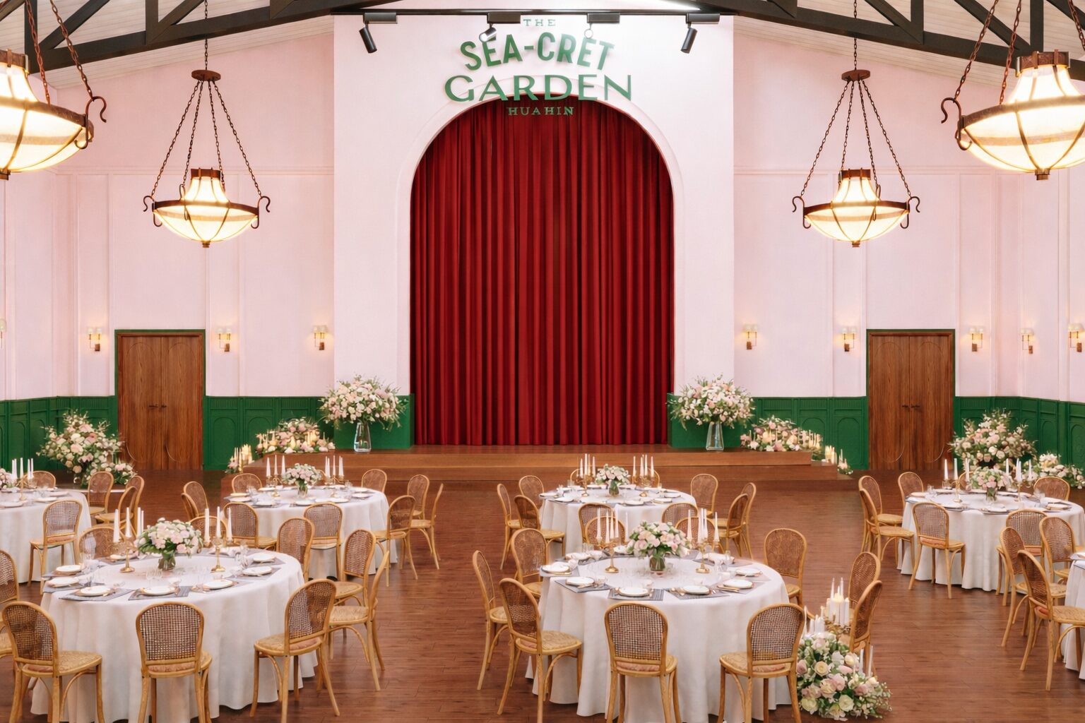 พื้นที่จัดเลี้ยงและเวที Seacret Garden Hall