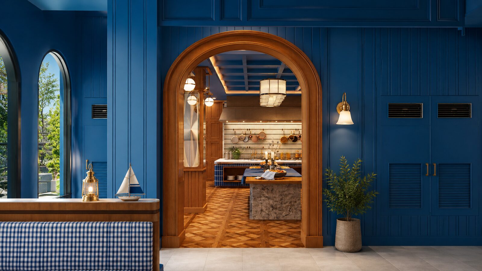 Seacret Garden blue-tiled archway entrance