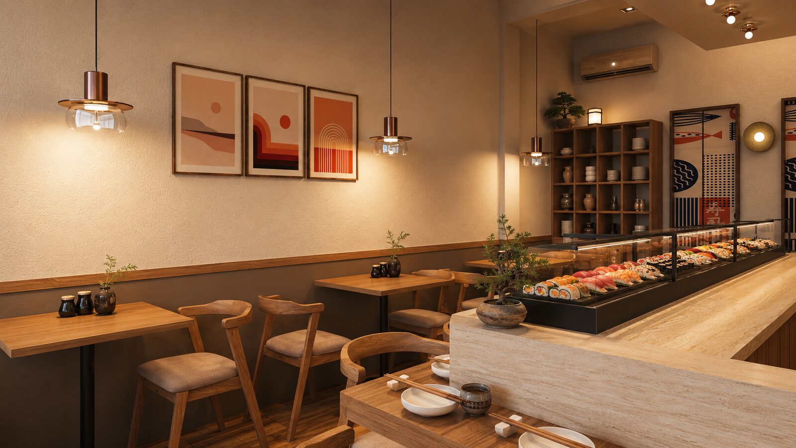 Shun No Aji Sushi Bar counter seating, alternate view
