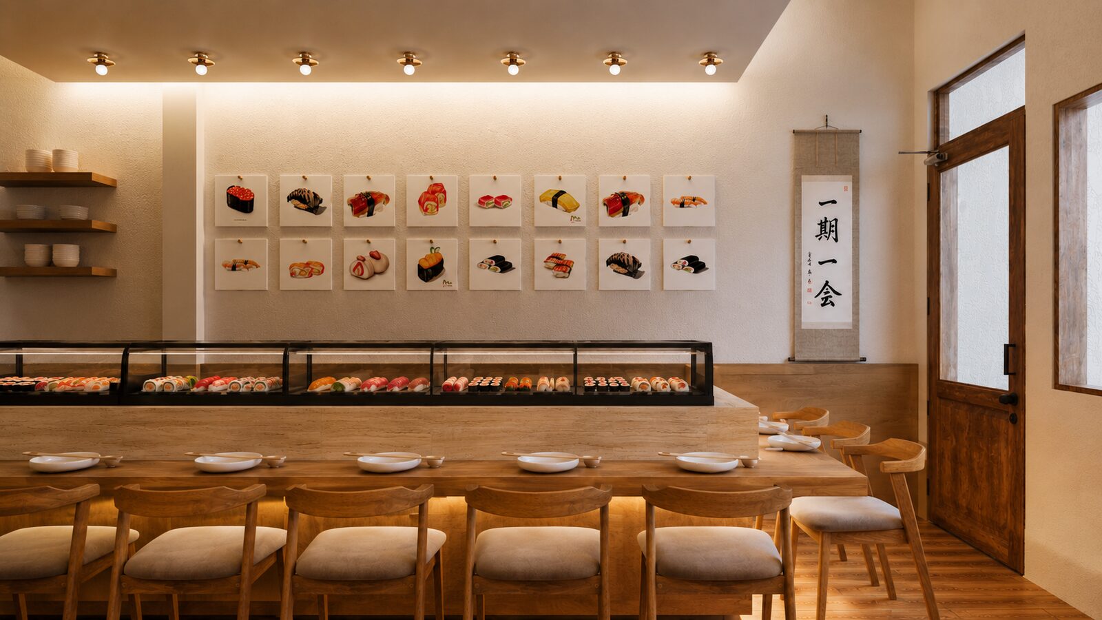 Shun No Aji Sushi Bar sushi display counter