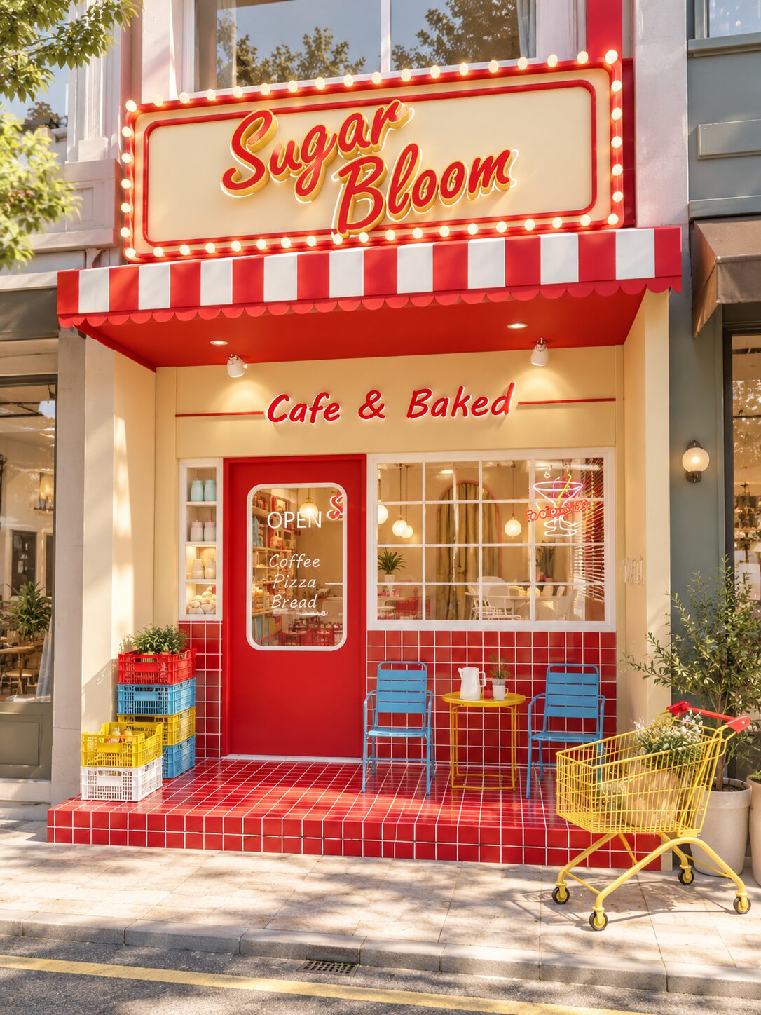หน้าร้าน Sugar Bloom พร้อมกันสาดลายทาง